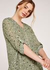 Daisy Print Button Top, Green, large