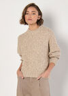 Flecked Knit Chunky Jumper, Stone, large