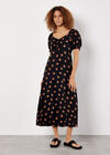Polka Dot Bow Detail Midi Dress, Black, large