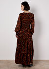 Ikat Chiffon Tiered Maxi Dress, Burgundy, large