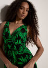 Tropical Leaf Jersey Maxi Dress, Black, large