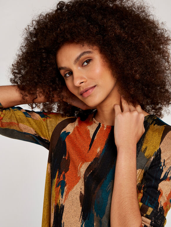 Paintstroke Dress, Mustard, large