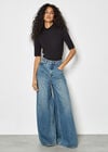 Jersey Mock Neck Top, Black, large