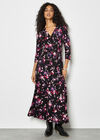 Ombre Floral Wrap Maxi Dress, Black, large