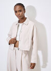 Soft Tailored Cropped Jacket, Stone, large