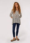 Animal Print Lace Detail Top, White, large