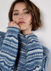 Pointelle Knit Stripe Jumper, Blue, large