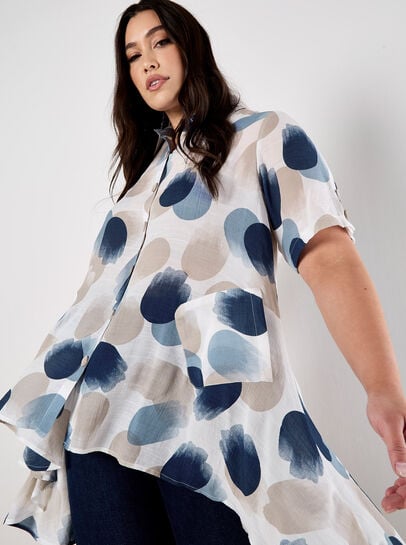 Painted Circles Oversized High-Low Shirt