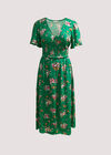 Smocked Bodice Midi Dress, Green, large