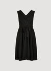 Metallic Pleat Skater Mini Dress, Black, large