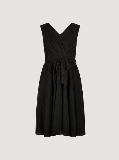 Metallic Pleat Skater Mini Dress