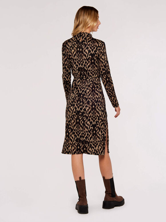 Tapestry Side Split Midi Dress, Stone, large