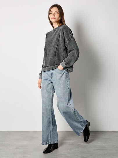 Waffle Panel Sweatshirt