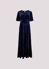 Velvet Wrap Maxi Dress, Navy, large