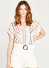 Dotted Stripe Back Pleat Shirt, Cream, large