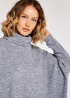 Cowl Neck Top, Blue, large
