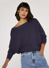 Boat Neck Ribbed Jumper, Purple, large