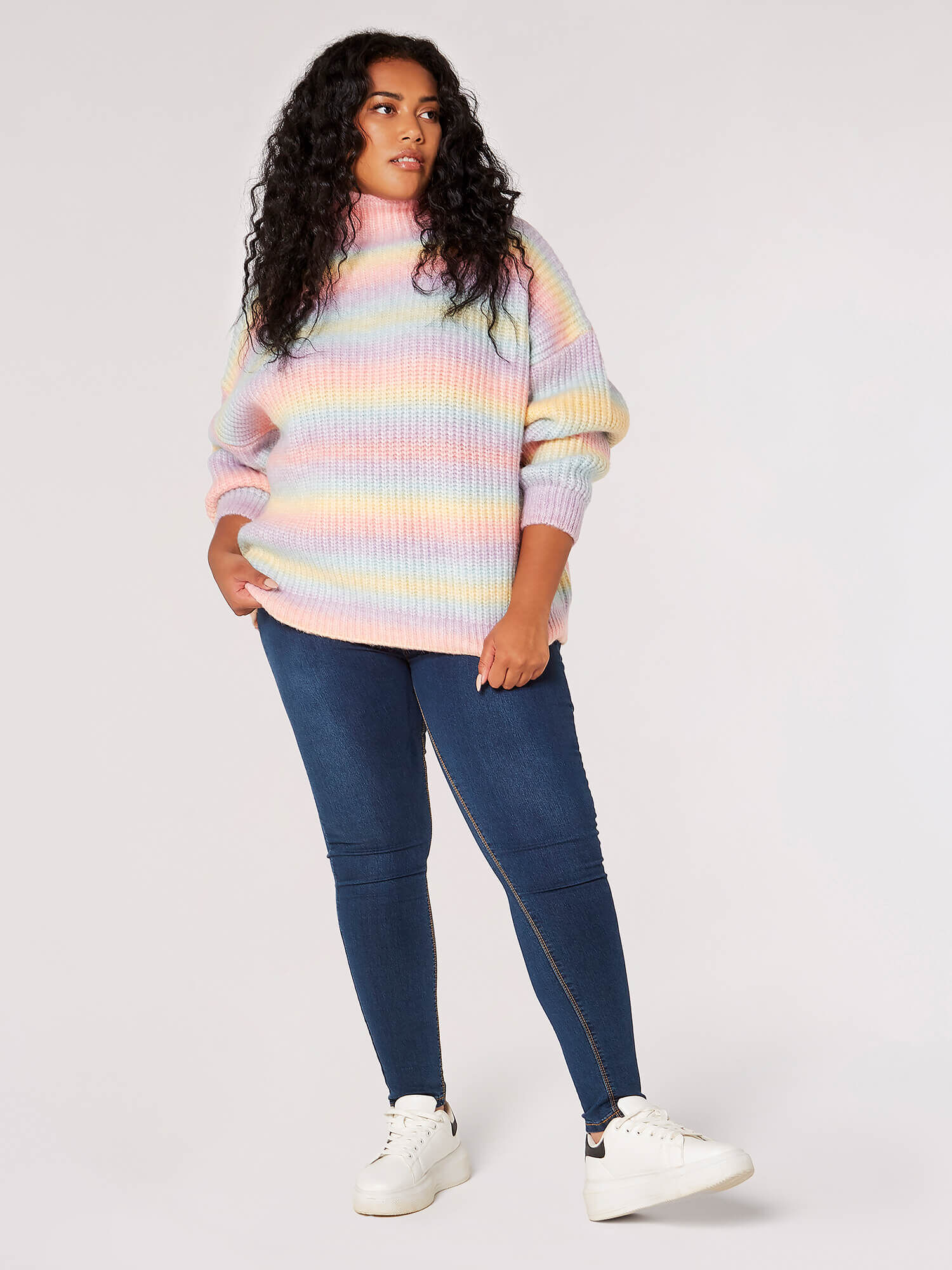 Curve Oversized Pastel Ombre Jumper Apricot Clothing