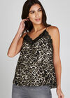 Stone Leopard Print Soft Touch Lace Cami , Stone, large