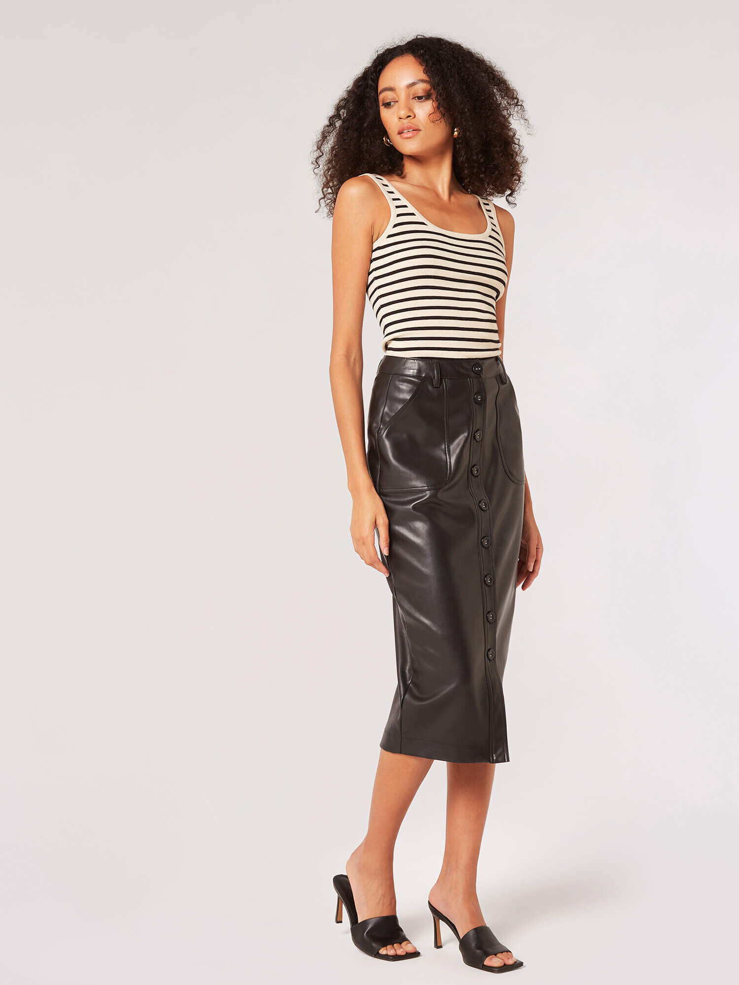 Leather clearance midi skirt