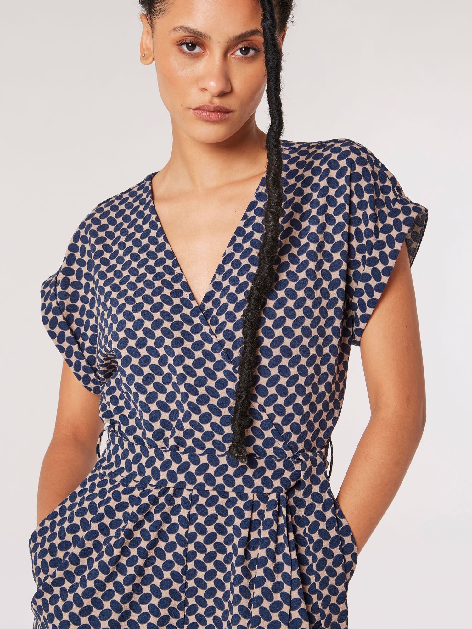 Navy printed culotte jumpsuit sales
