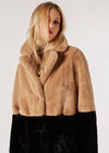 Reversible Suede Faux Fur Coat, Stone, large