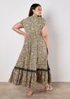 Ditsy Floral Maxi Dress, Khaki, large