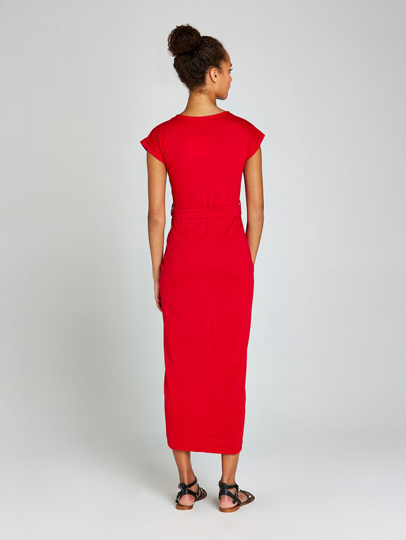 Midi Wrap Dress, Red, large