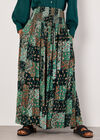 Floral Patchwork Crinkle Wide-Leg Trousers, Green, large