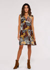 Animal Patchwork Mini Dress, Mustard, large