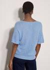 Waffle Open Knit Top, Sky Blue, large