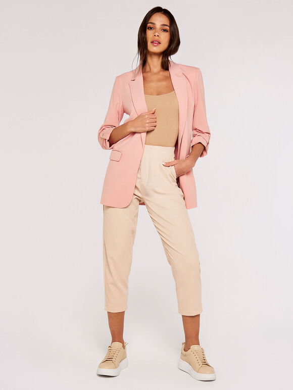 Turn up Sleeve Blazer, Pink, large