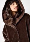 Reversible Faux Fur Suede Jacket, Brown, large
