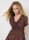 Ditsy Floral Smocked Mini Dress, Orange, large