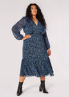 Curve Silhouette Floral Midi Dress, Blue, large