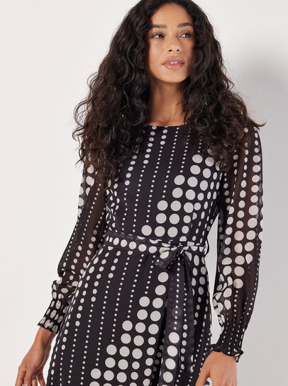 Spot Print Chiffon Midaxi Dress