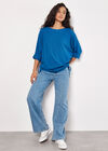 Soft Touch Drawstring Batwing Top, Blue, large