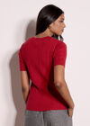Pointelle Hearts Knitted T-Shirt, Red, large