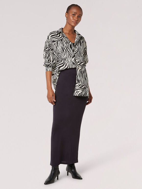 Zebra Swirl Oversized Shirt, Black, large