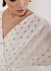 Gold Foil Diamond Wrap Mini Dress, White, large
