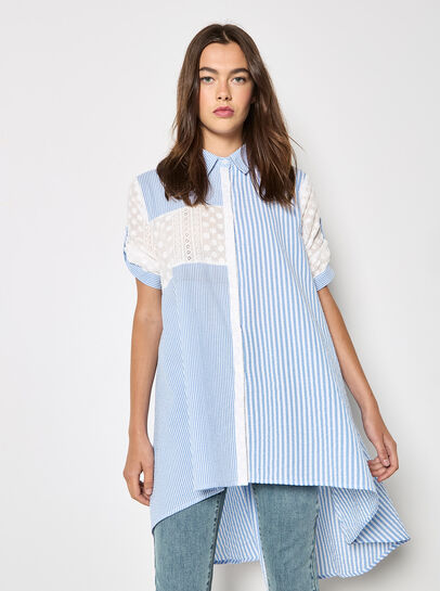 Mix Stripe Embroidered Shirt