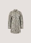 Leopard Print Cotton Denim Shacket Mini Dress, Grey, large