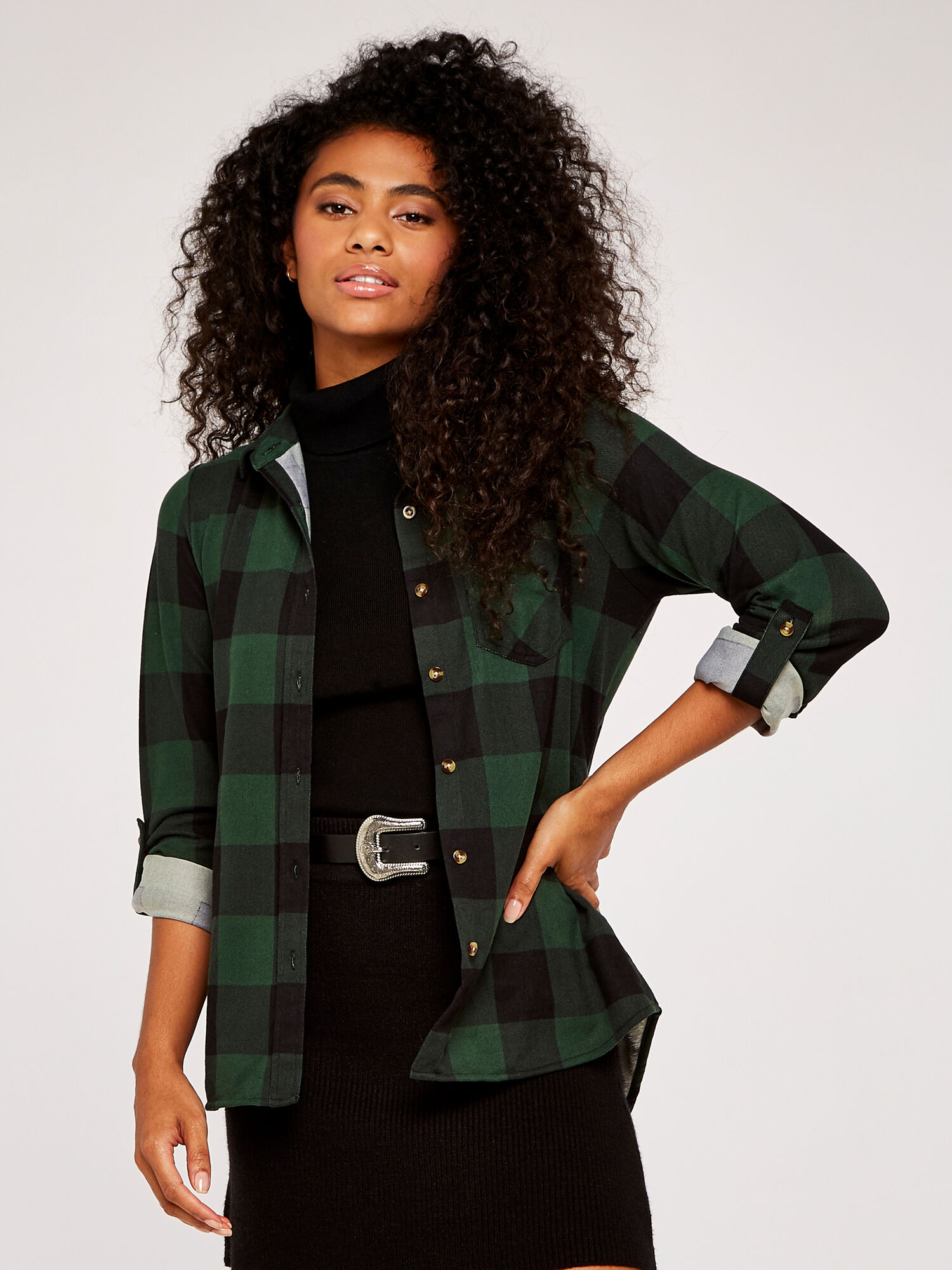 Women's fleece lined checked shirt outlet