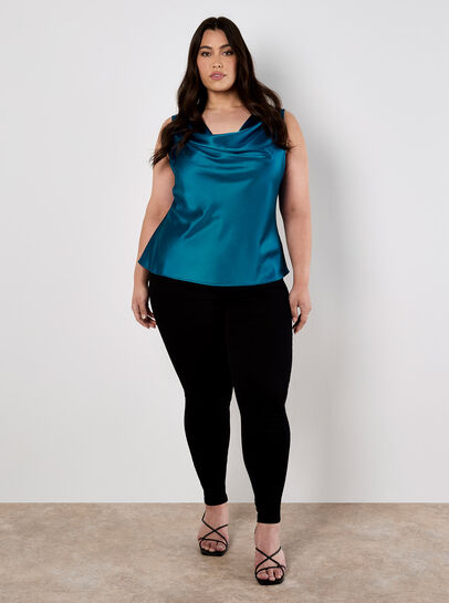 Curve Satin Cowl Neck Top