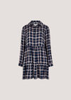 Check Print Shirt Mini Dress, Navy, large
