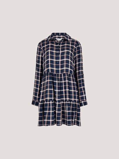 Check Print Shirt Mini Dress