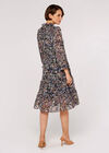 Ditsy Ruffle Chiffon Dress, Navy, large
