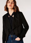 Cropped Suede Waterfall Jacket, Black, large