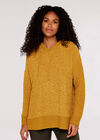 Popcorn Knit Hooded Jumper, Mustard, large