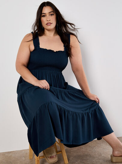 Smock Tiered Midi Dress